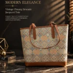 Vintage Floral‑Tile Pattern Tote Shoulder Bag