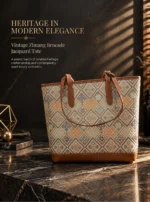 Vintage Floral‑Tile Pattern Tote Shoulder Bag