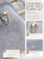 Purple‑Blue‑Gold Patchwork‑Leather Mouth‑Opening Handbag Makeup Pouch - Image 4