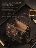 Black‑Gold Patchwork‑Leather Open‑Top Handbag Makeup Pouch - Image 2