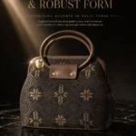 Black‑Gold Patchwork‑Leather Open‑Top Handbag Makeup Pouch