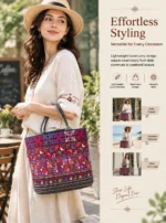Colorful Ethnic Embroidery Tote Handbag - Image 5