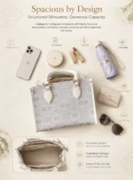 Diamond‑Pattern Tote Crossbody Handbag - Image 4