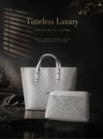 Silver‑White Zhuang Brocade Mother‑and‑Child Tote Shoulder Bag - Image 4