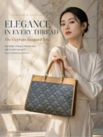 ⁦Wanxiang‑Pattern Tote Crossbody Handbag⁩ - الصورة ⁦2⁩