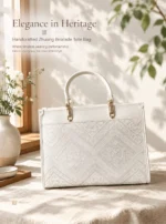 Zhuang Brocade Square‑Sheng Hui‑Pattern Tote Crossbody Handbag